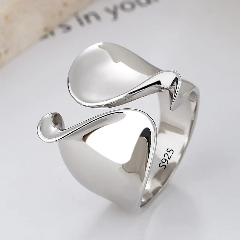 VENTFILLE 925 Sterling Silver Adjustable Rings | Vintage Hip Hop Couples Jewelry