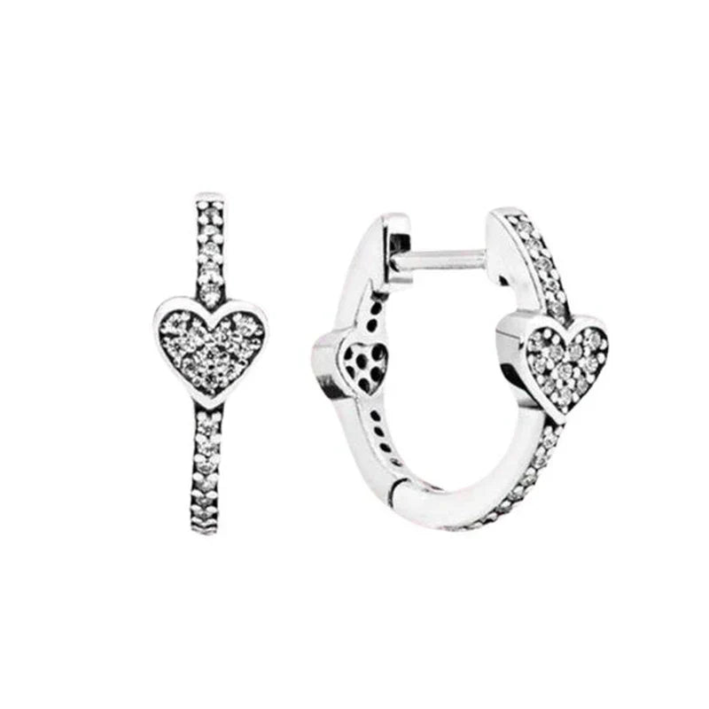 925 Silver Moon Star Earrings | White Zircon Love Pendant Jewelry for Women