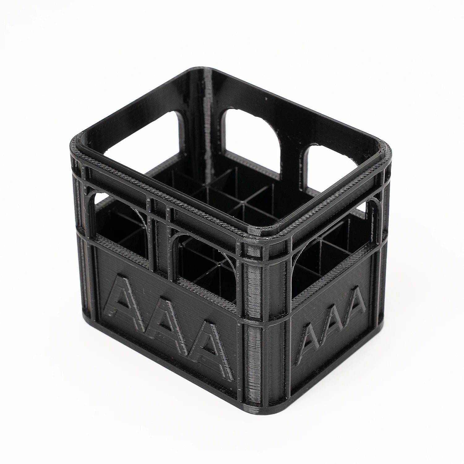 3D Printed Beer Crate Style Stackable Battery Storage Box | AA AAA 18650 21700 9V Organizer