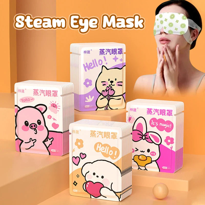 10Pcs Disposable Self-Heating Steam Eye Mask | Cartoon Sleep Aid & Eye Relaxation