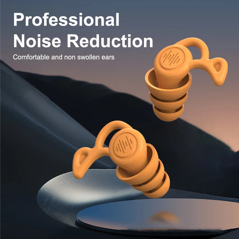 1Pair Soft-Silicone 3-Layer Reusable Ear Plugs | High-Efficiency Noise Reduction for Sleep and Hearing Protection