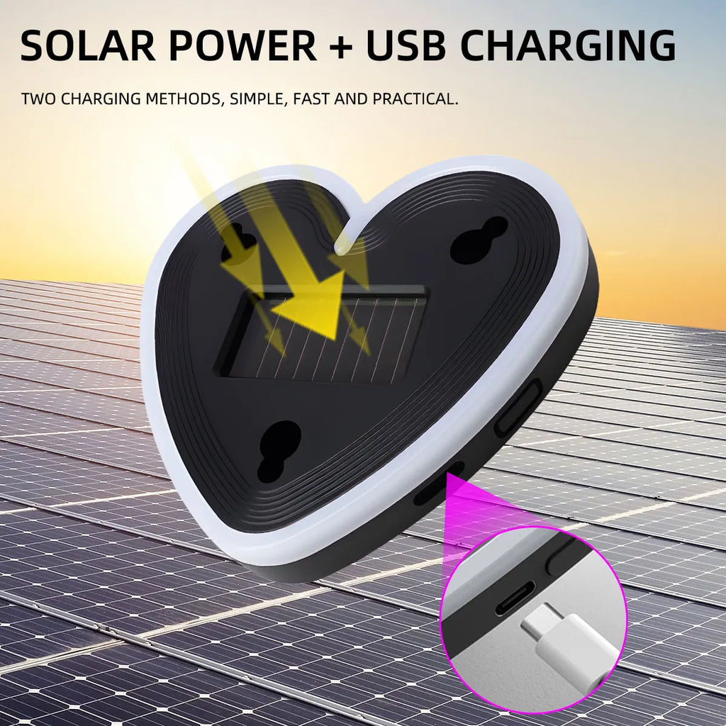 Solar Powered Car Neon Heart Lamp | Wireless LED Ambient Light with Suction Cup