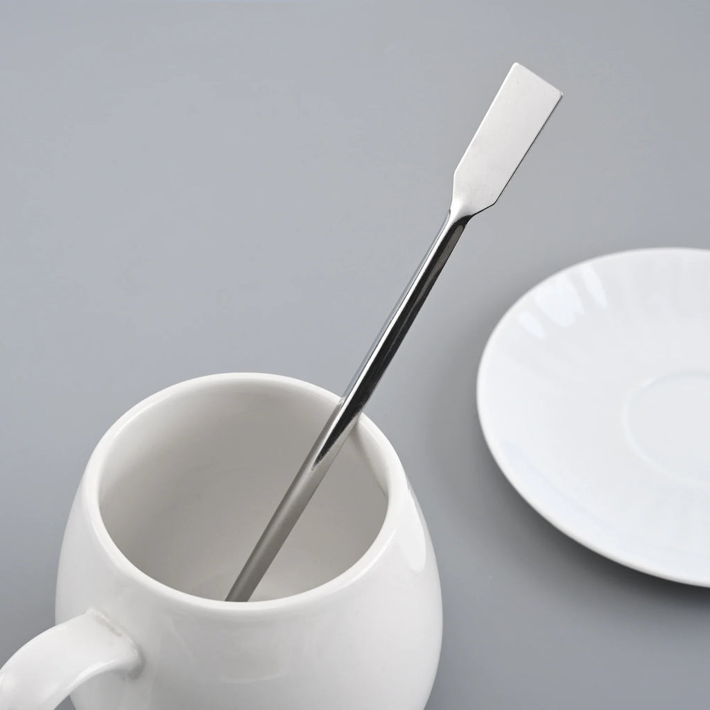 Double End Laboratory Medicine Spoon | Stainless Steel Sampling Scoop with Spatula