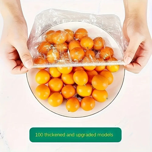 100pcs Reusable Elastic Food Covers | Transparent Stretchable Bowl Plate Seals