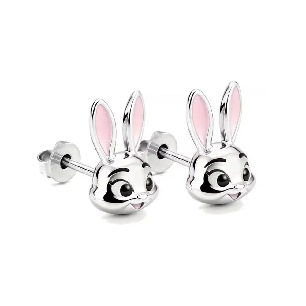 925 Silver Cartoon Duck and Teddy Bear Earrings | Cute Animal Stud Earrings for Women