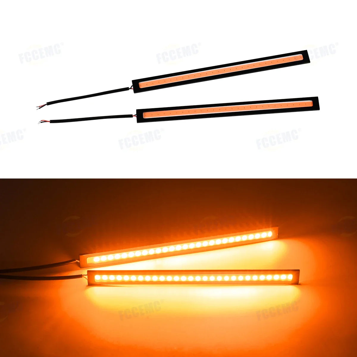 2pcs Ultra Thin LED Car COB Daytime Running Lights | Waterproof 12V Ambient Lamp Bar