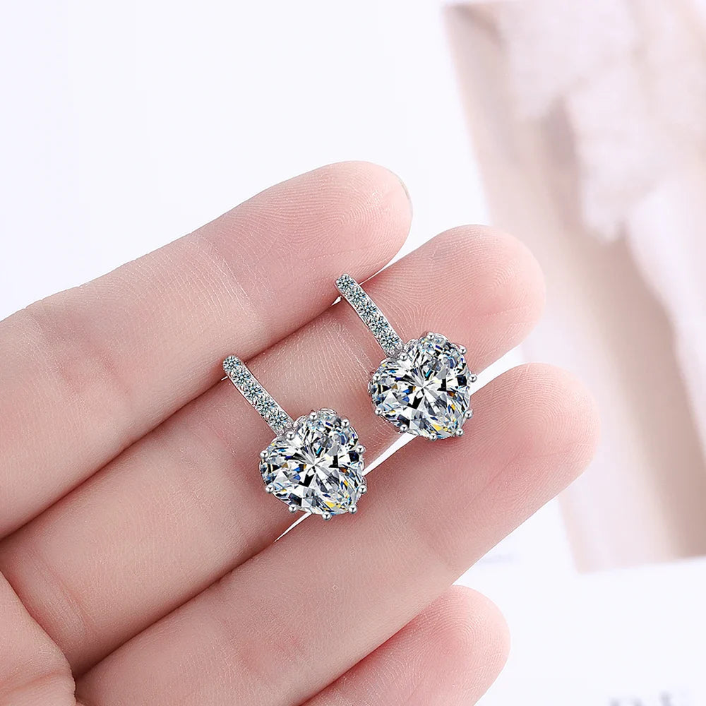 Natural Garnet Red Ruby Heart Stud Earrings | 925 Sterling Silver Jewelry for Women