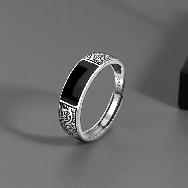 VENTFILLE 925 Sterling Silver Adjustable Rings | Vintage Hip Hop Couples Jewelry