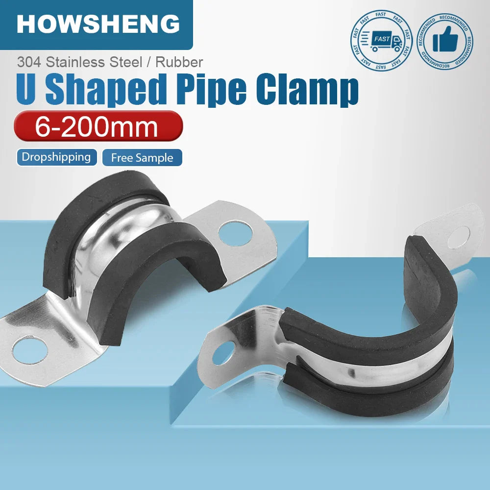 Rubber Lined Pipe Clamp P Clips | Stainless Steel Mounting Hose Clamps 6mm-200mm