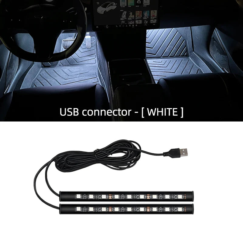 12V Car Interior Ambient Mood Light | 9 LED USB Atmosphere Lamp for Auto