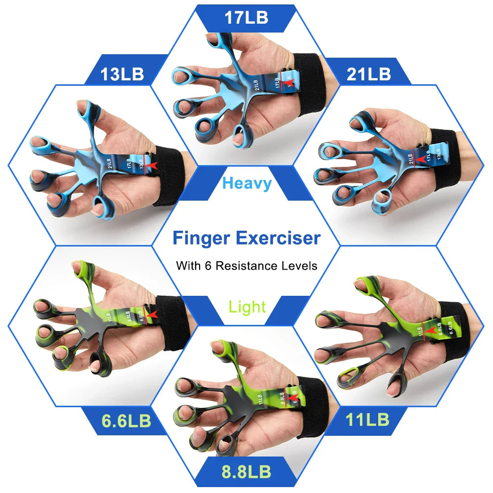6 Level Finger Exerciser | Silicone Hand Strengthener for Musicians and Athletes