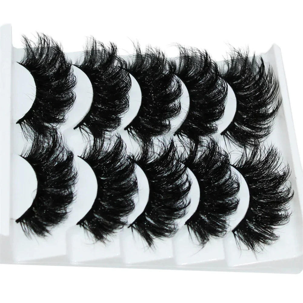 Thick Dramatic Faux Mink Eyelashes | 5 Pairs of Fluffy 3D Lashes for Dramatic Volume