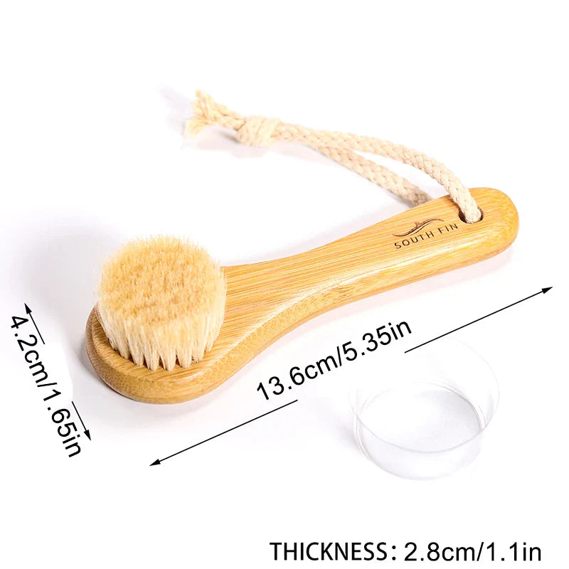 Natural Bamboo Facial Cleansing Brush | Soft Horse Hair Deep Clean Face Brush