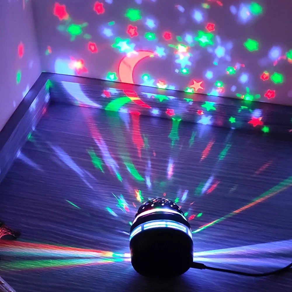 Starry Moon Projector Night Light | USB RGB Rotating Ambiance Lamp