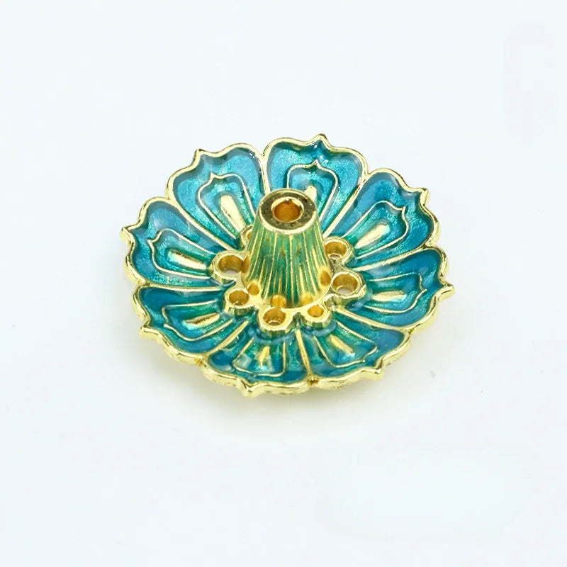 1 Pcs 9-Hole Copper Incense Holder Mini Lotus Flower Incense Sticks Burner Cones Censer Teahouse Home Decoration Accessories