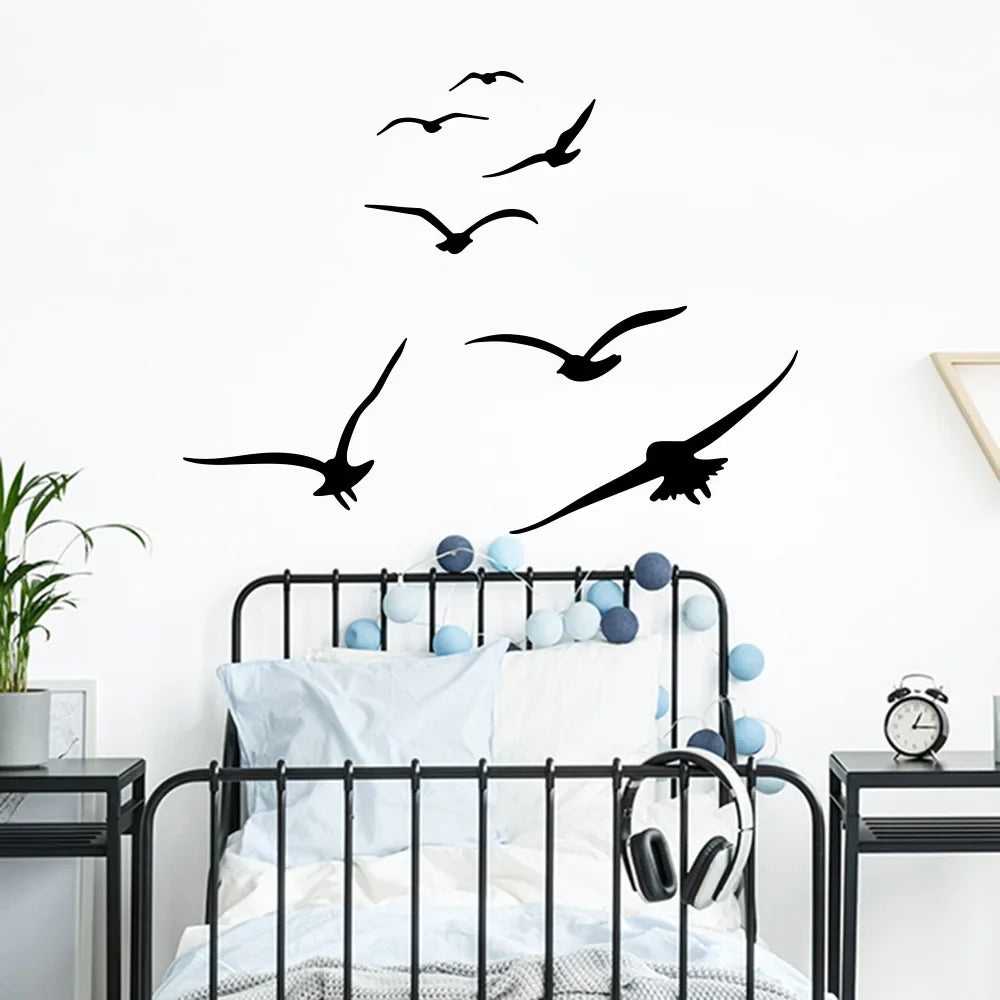 7Pcs Set of Seabirds Animal Wall Sticker Decal | Baby Nursery Playroom Bedroom Sea Ocean Bird Vinyl Bathroom Office