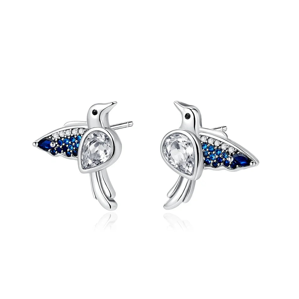 925 Silver Heart Butterfly Zircon Stud Earrings | Elegant Charm Jewelry Gift
