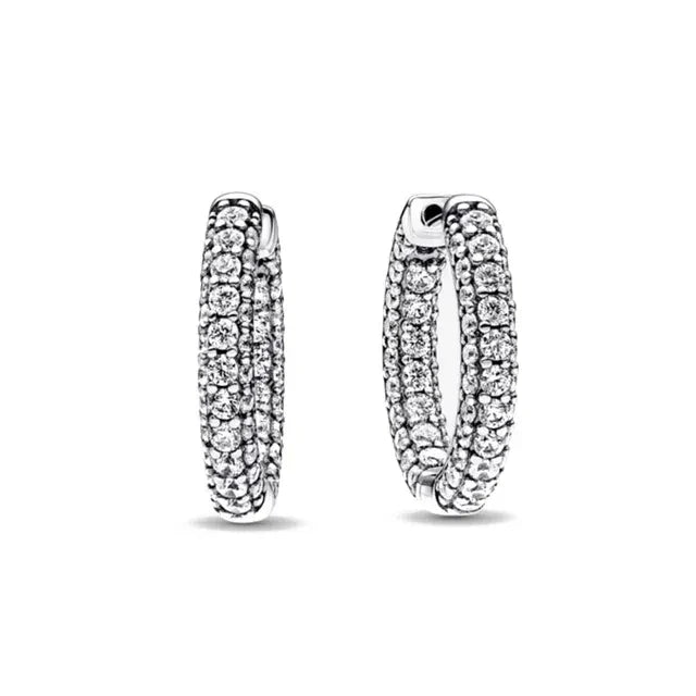 925 Silver Moon Star Earrings | White Zircon Love Pendant Jewelry for Women