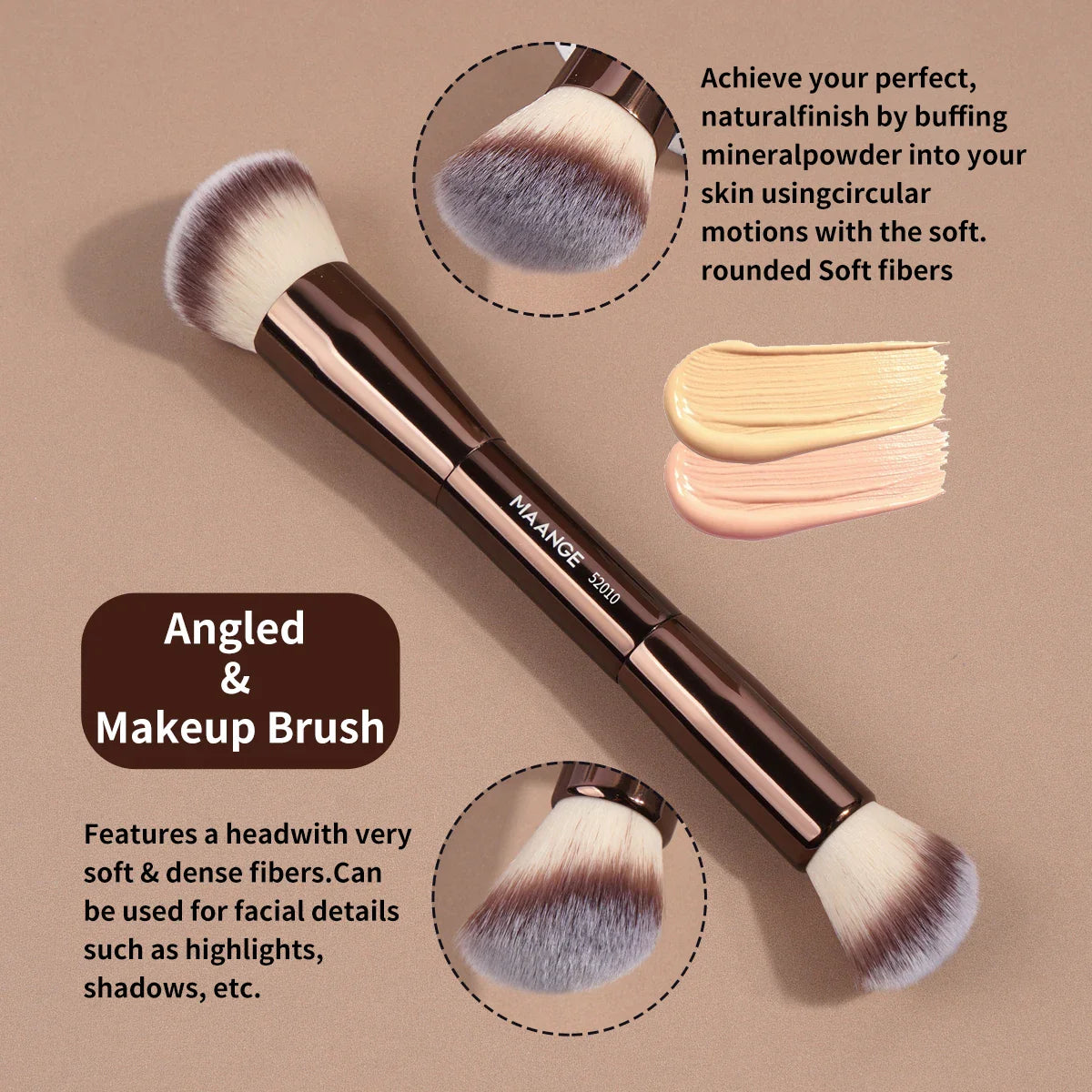 MAANGE Double Ended Foundation Brush | Contour and Blush Makeup Brush