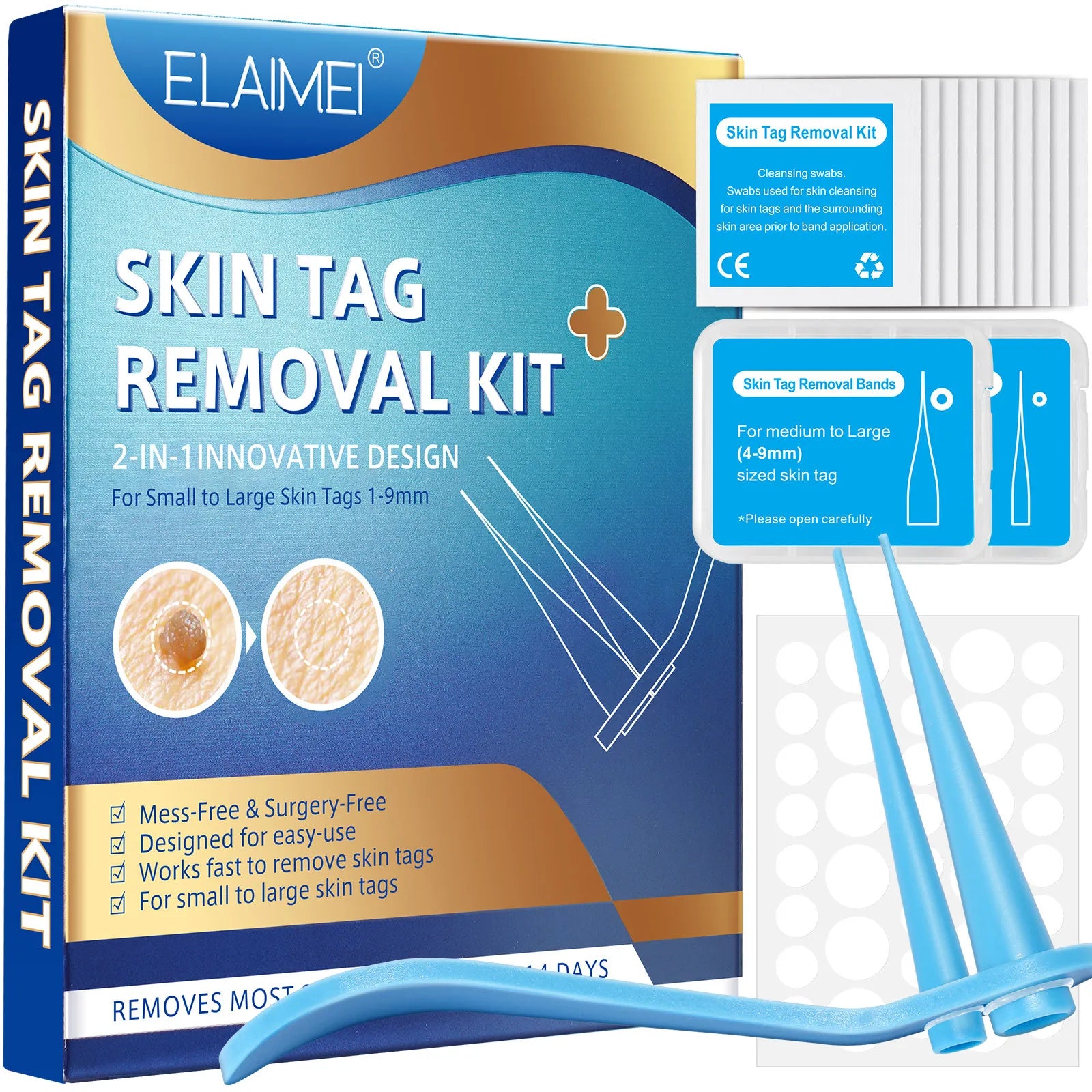 3-IN-1 Painless Skin Tag Removal Kit | Skin Label, Mole, Acne & Wart Removal Pen Set with Cleansing Swabs