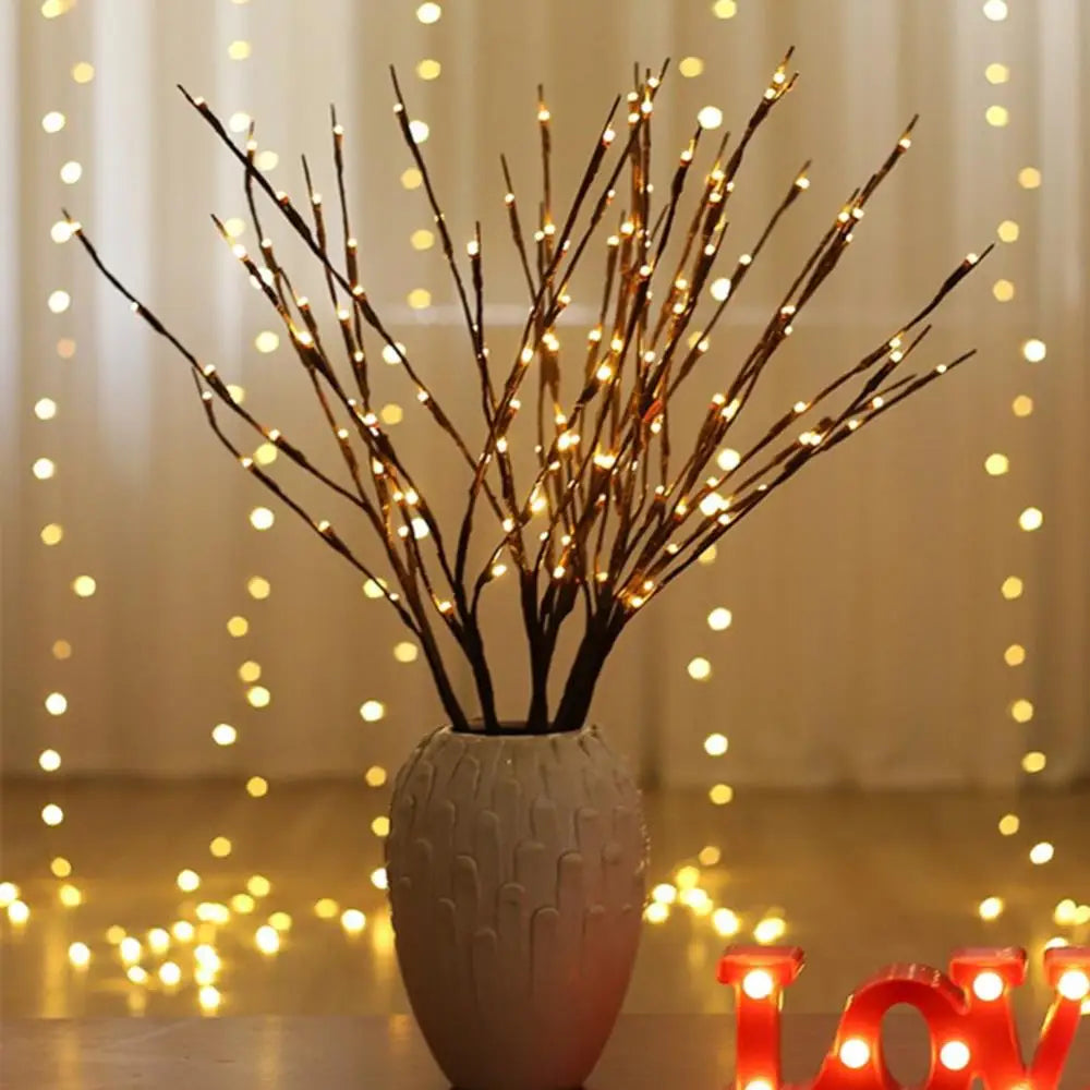 20 LED Christmas Willow Branch Lights | Battery Operated Vase Filler Fairy Lights for Holiday Decor