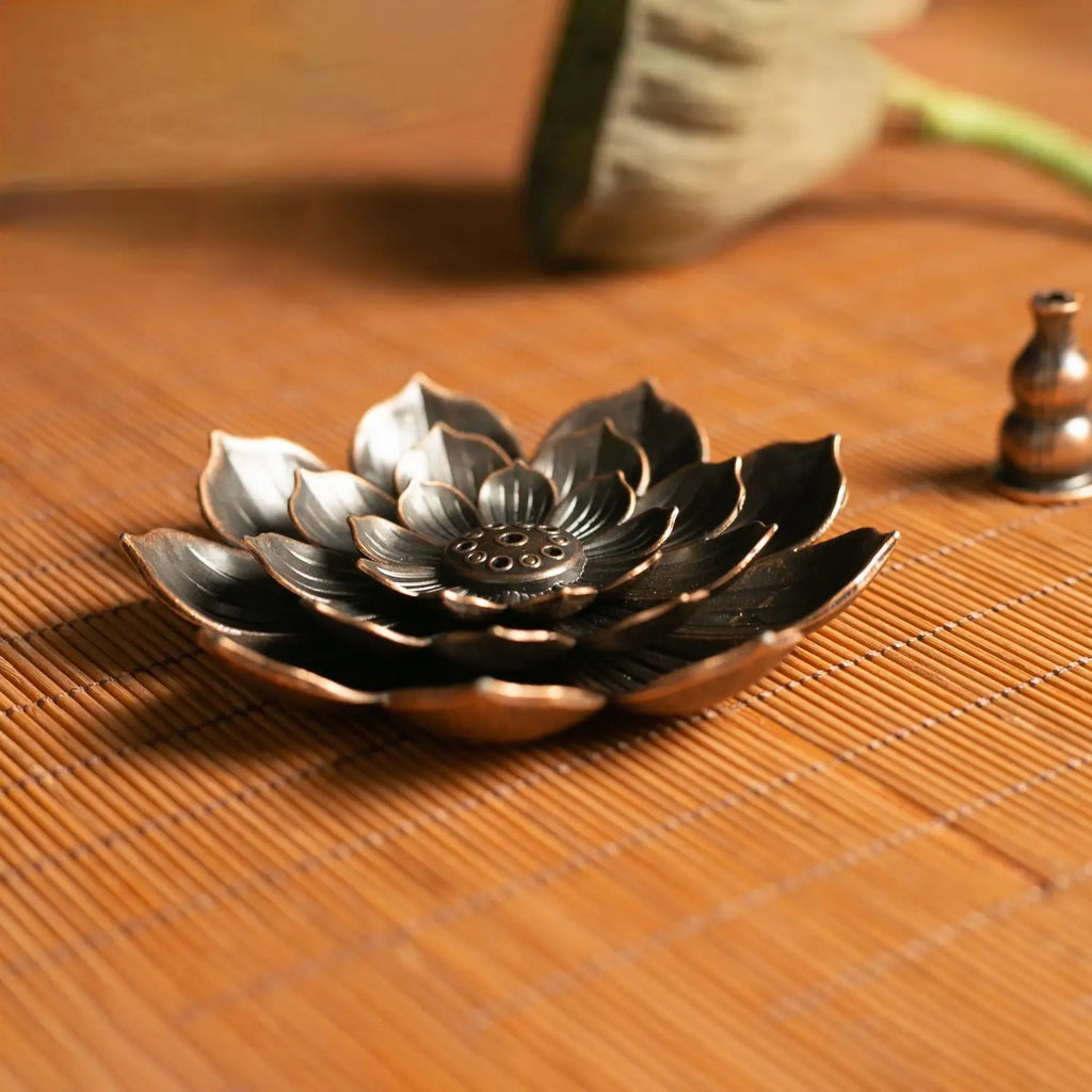 Lotus Alloy Incense Burner Stick Holder | Buddhism Meditation Decor