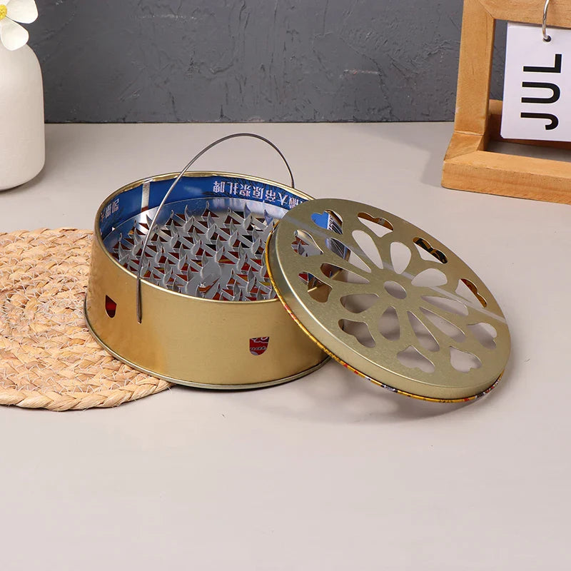 Mosquito Coil Holder with Lid and Handle | Fireproof Insect Repellent Burner