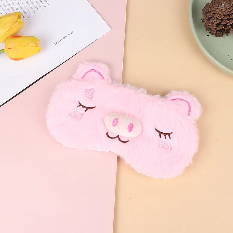 Plush Cute Grey Cat Sleep Mask | Light Blocking Eye Shade for Travel and Home