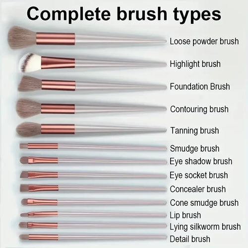 13-Piece Makeup Brush Set | Complete Eye Shadow, Concealer & Powder Brush Kit