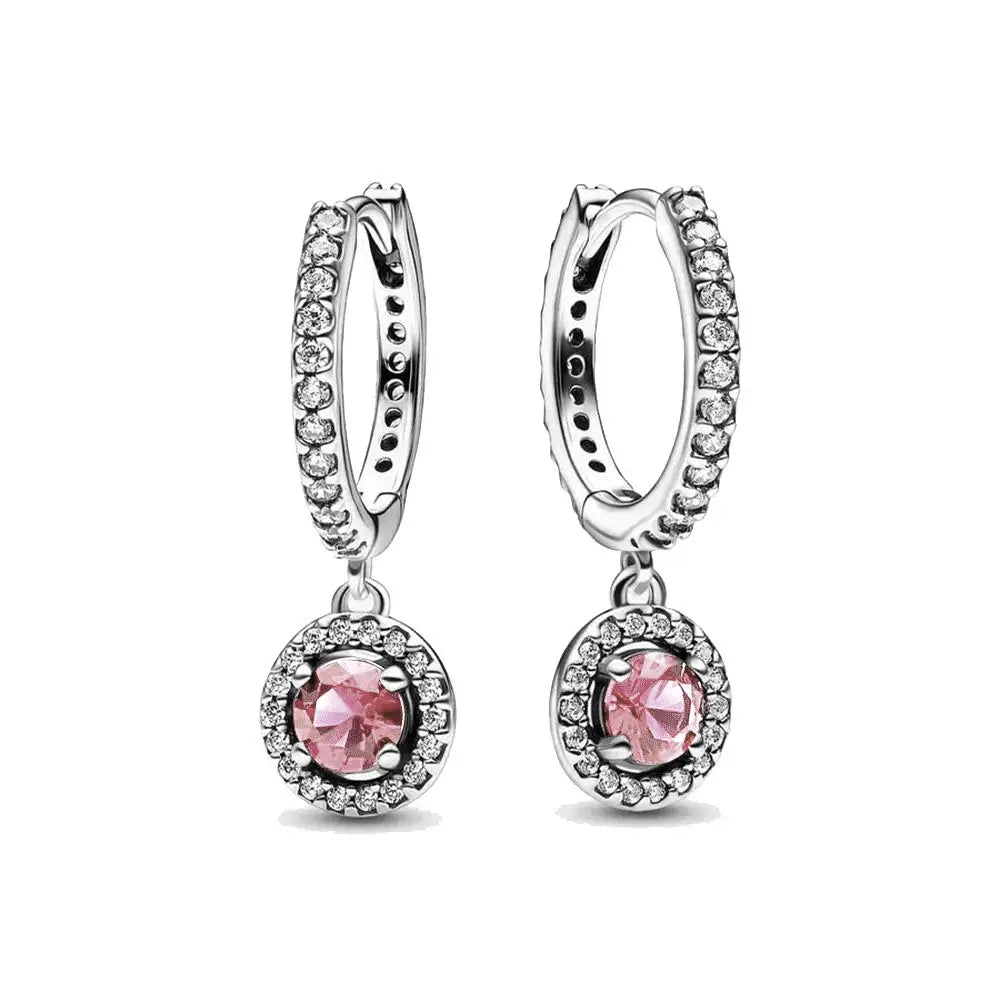 925 Silver Heart Stud Earrings | Pink Red Multi-Color Crystal Jewelry