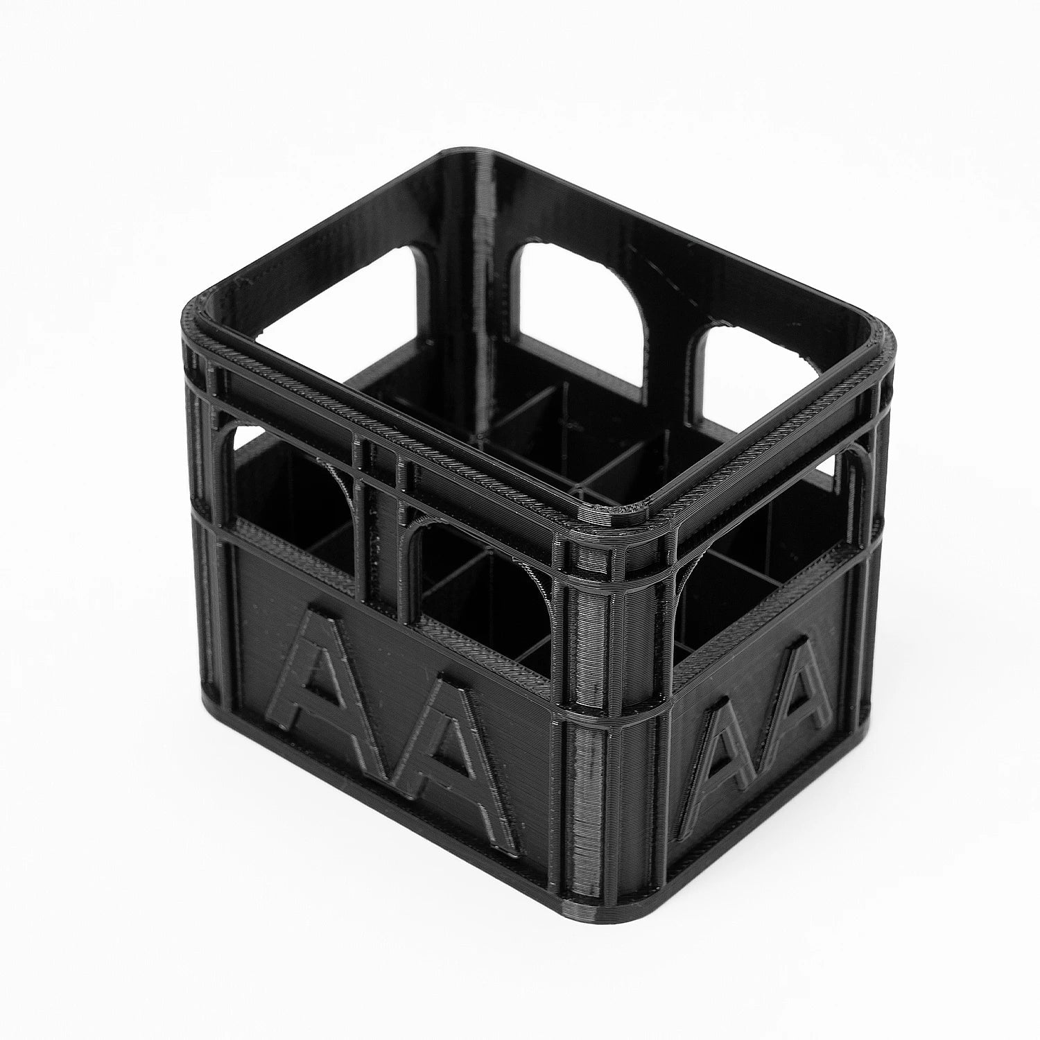 3D Printed Beer Crate Style Stackable Battery Storage Box | AA AAA 18650 21700 9V Organizer