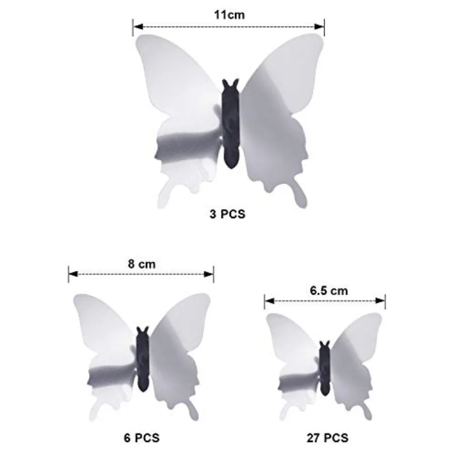 48 Pieces Butterfly Wall Decor DIY 3D Mirror Butterfly Stickers Removable Decals | Craft Set