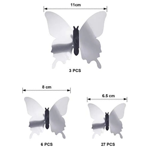 48 Pieces Butterfly Wall Decor DIY 3D Mirror Butterfly Stickers Removable Decals | Craft Set