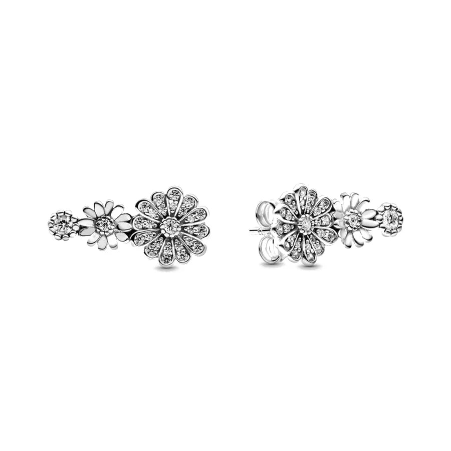 Double Hoop Swallow Sunflower Stud Earrings | 925 Sterling Silver Fine Jewelry Gift for Women