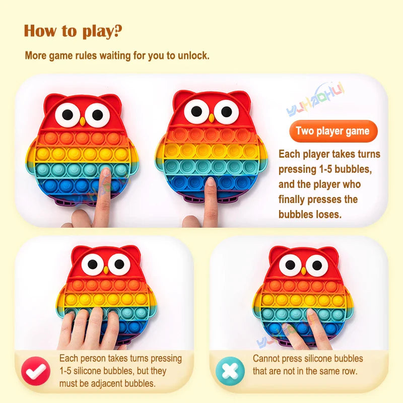 Rainbow Pop Push Bubble Fidget Toy | Sensory Stress Relief for Kids and Adults