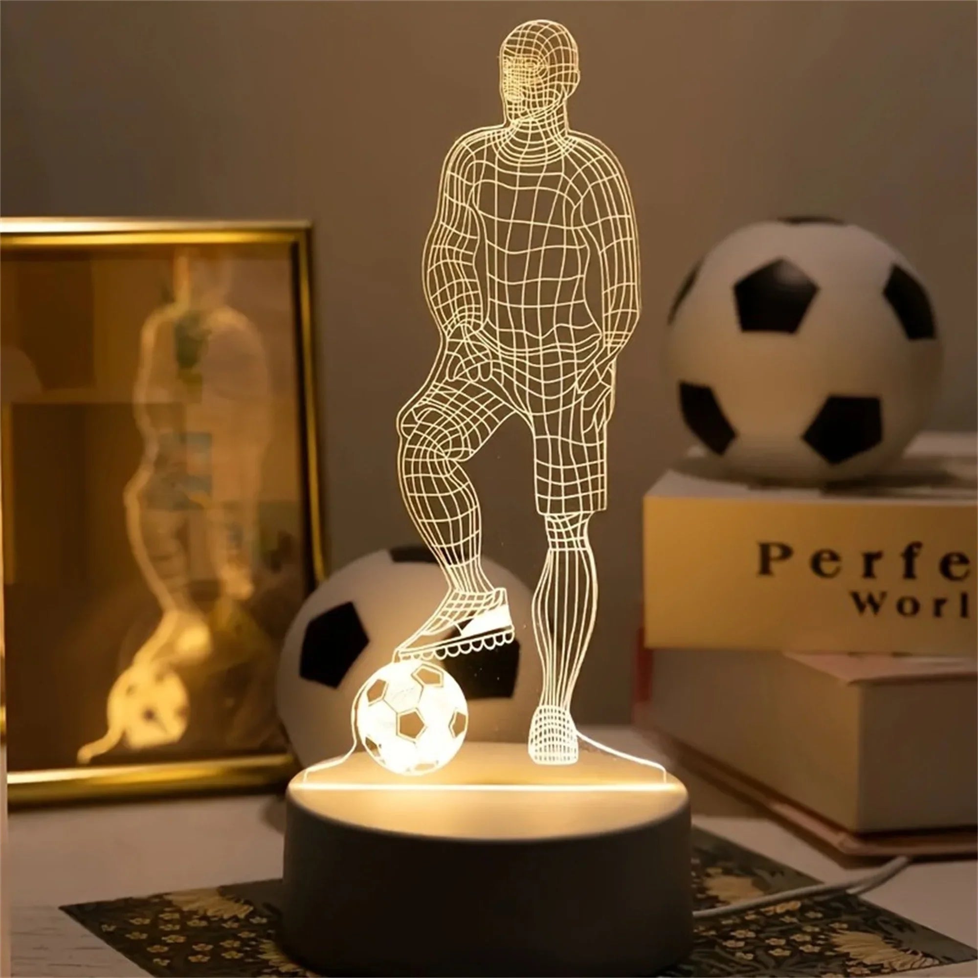 Football LED Night Light | Warm USB Ambient Lamp for Bedroom and Party