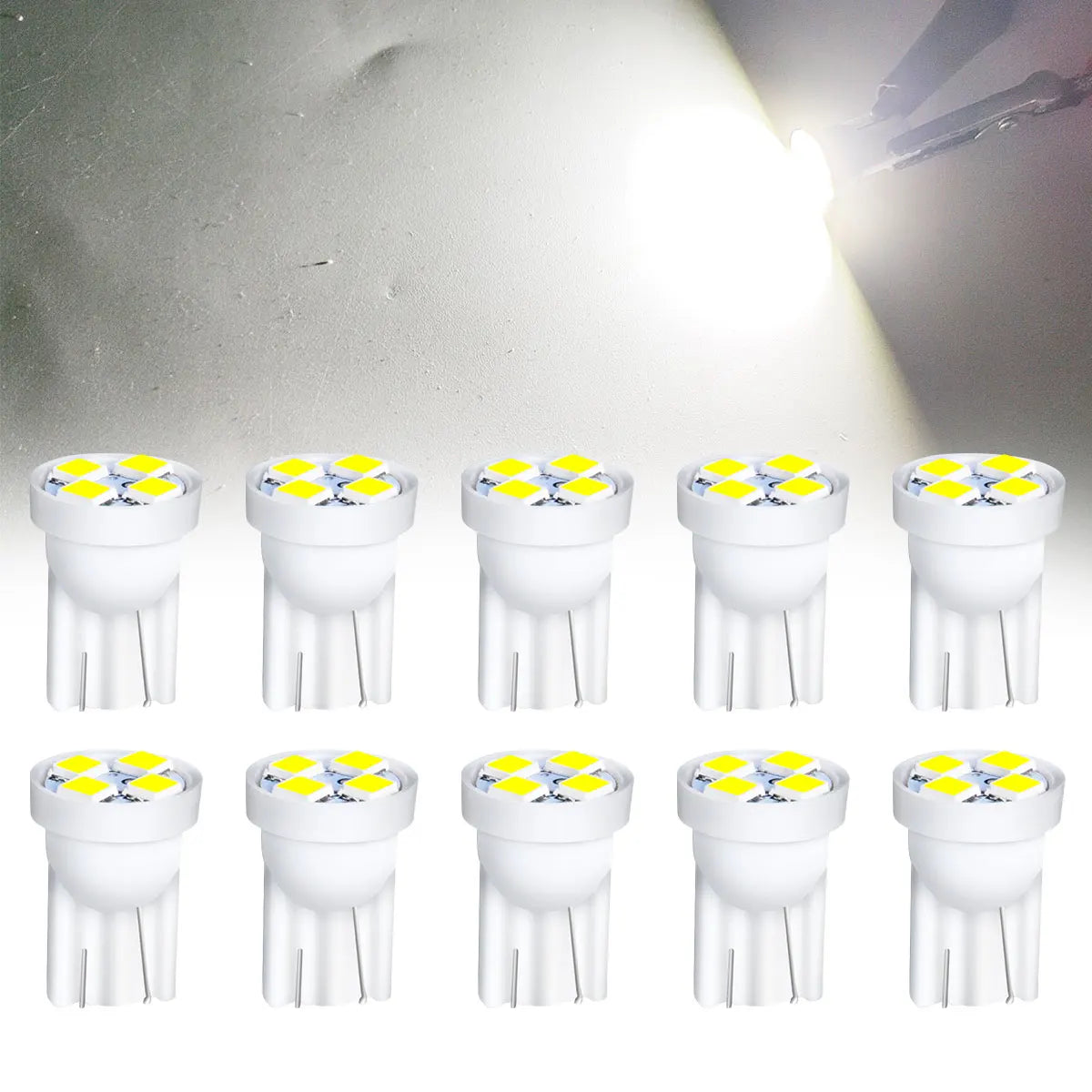 10Pcs T10 4SMD 1210 Blue LED Car Light Bulbs | High Brightness Plug and Play
