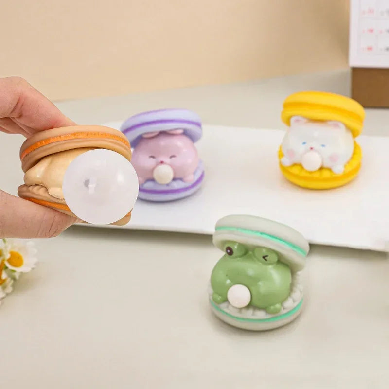 Creative Spit Bubble Burger Squishy Toy | Cute Cartoon Stress Relief and Desk Decor