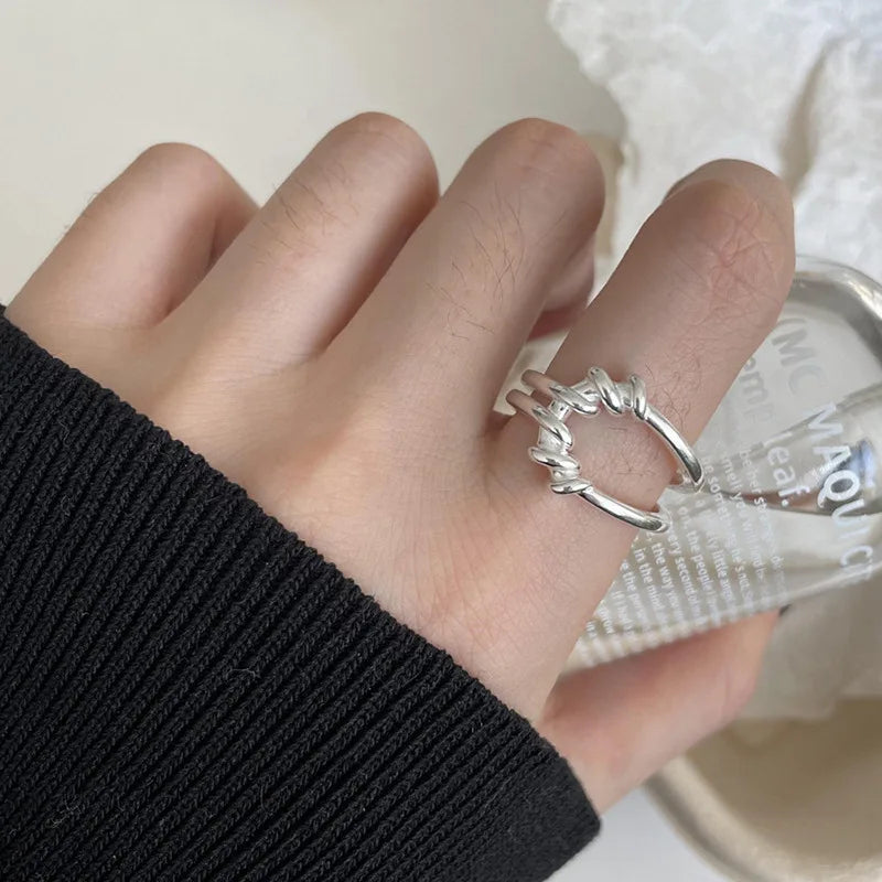 VENTFILLE 925 Sterling Silver Adjustable Rings | Vintage Hip Hop Couples Jewelry