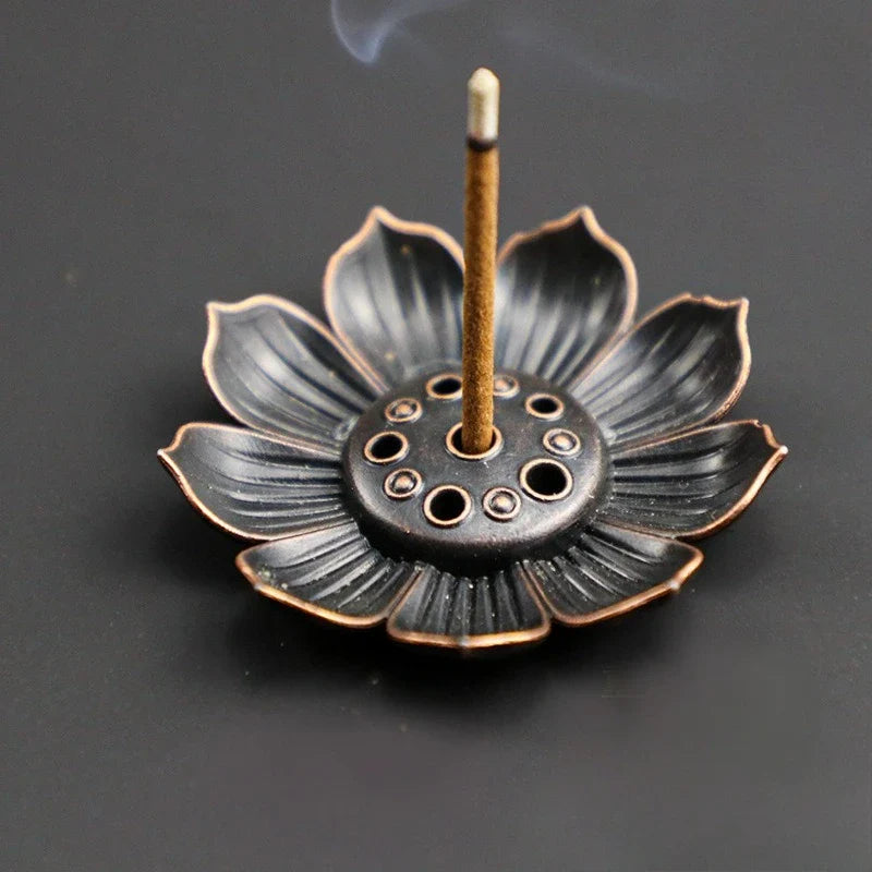 Metal Zen Lotus Buddha Incense Burner | Decorative Incense Stick Holder for Office and Home