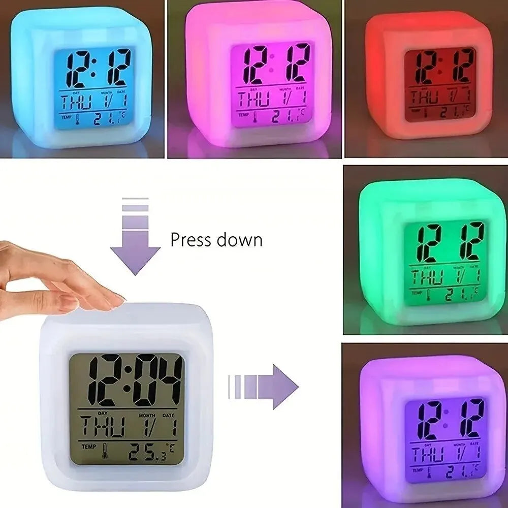 Color Changing LED Alarm Clock with Night Light | Digital Display Touch Activated Clock
