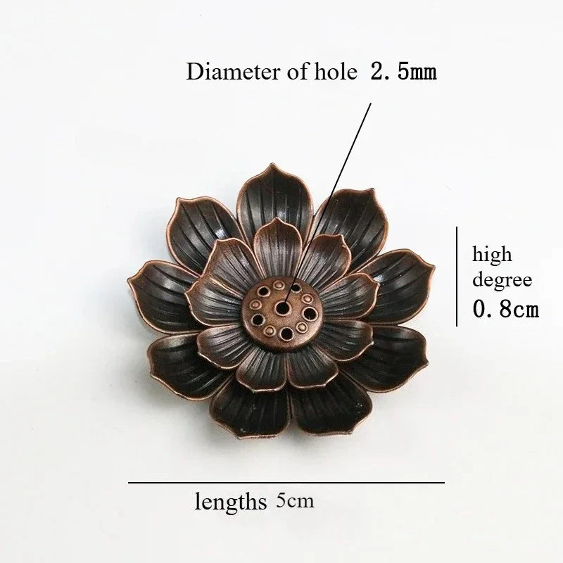 Bronze Lotus Incense Burner | Alloy Stick Holder Plate for Meditation
