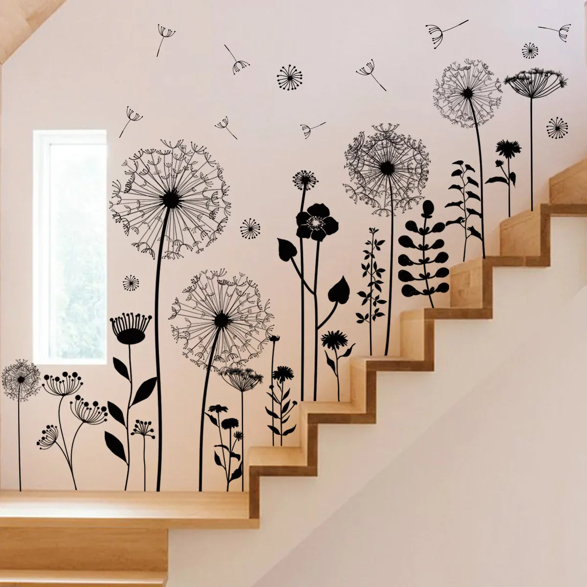 2pcs Dandelion Wall Sticker Set | Self-Adhesive Wall Decor for Bedroom Living Room
