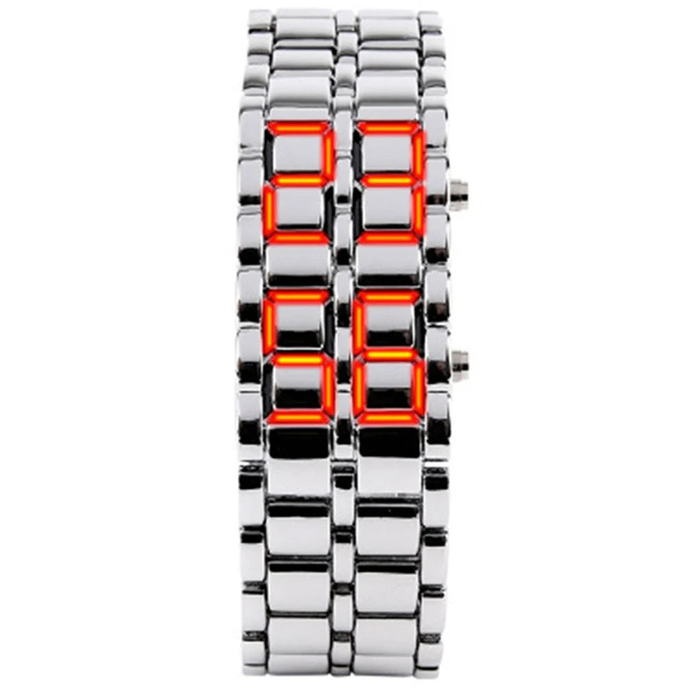 Fashion Mens Digital Lava Wrist Watch | Full Metal LED Display Timepiece