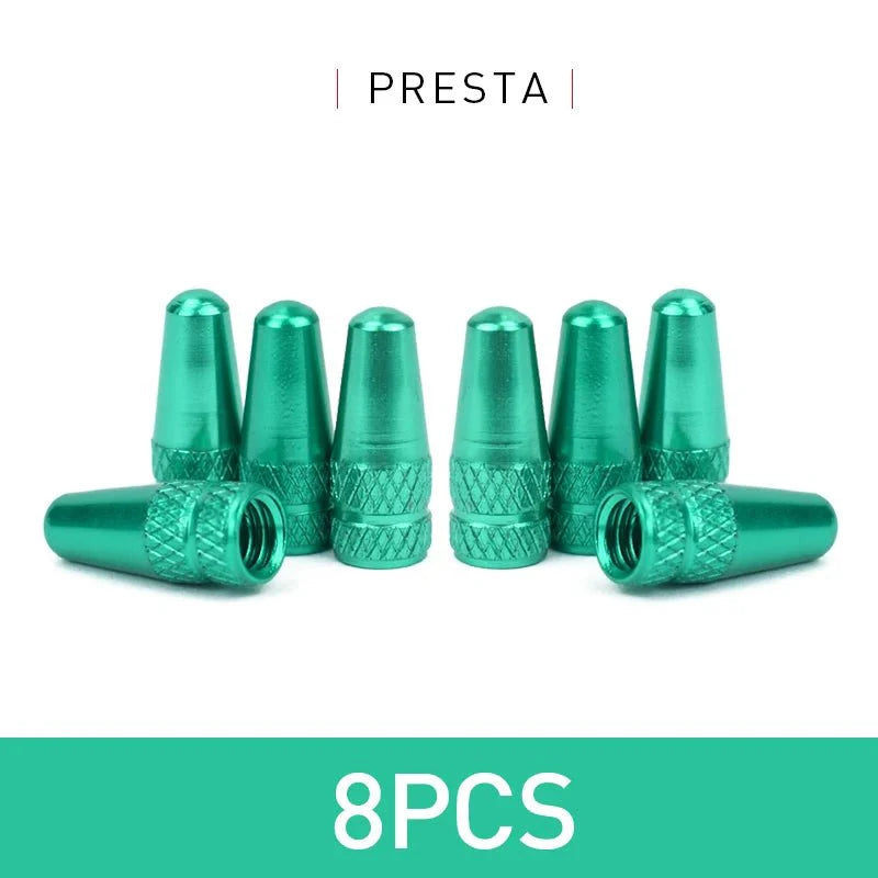 Aluminum Alloy Bike Valve Caps | 8-Piece Pack for Presta and Schrader Valves