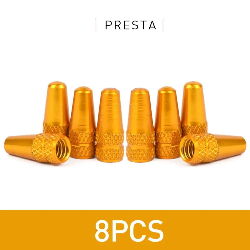 Aluminum Alloy Bike Valve Caps | 8-Piece Pack for Presta and Schrader Valves