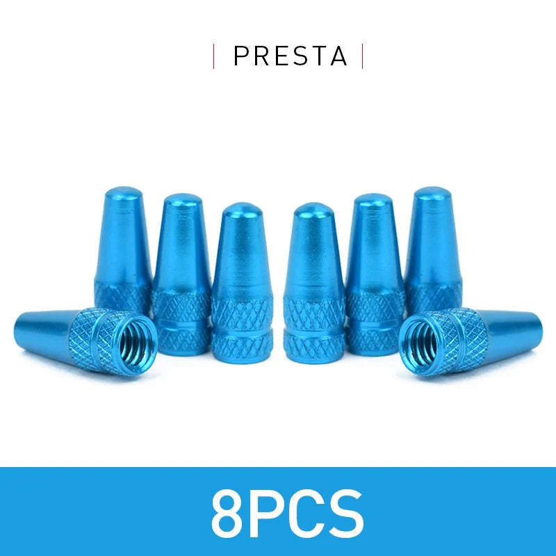 Aluminum Alloy Bike Valve Caps | 8-Piece Pack for Presta and Schrader Valves
