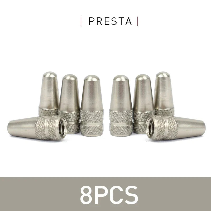 Aluminum Alloy Bike Valve Caps | 8-Piece Pack for Presta and Schrader Valves