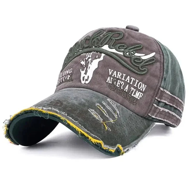 Cow Head Letter Embroidery Vintage Baseball Cap | Unisex Adjustable Washed Cotton Hat
