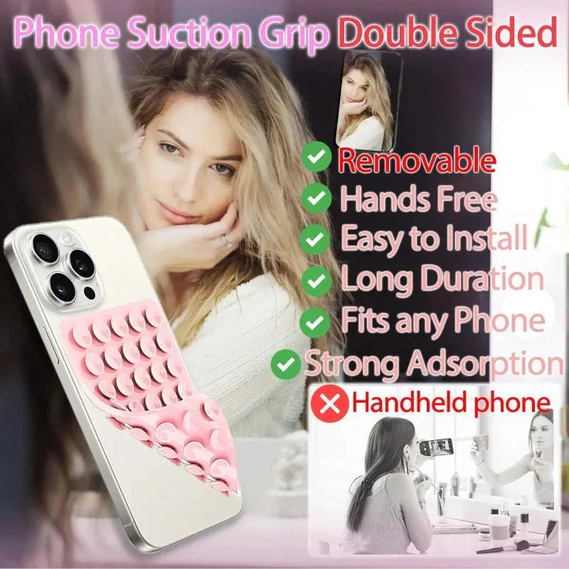 Double-Sided Silicone Suction Cup Phone Holder | Hands-Free Wall Mount for Videos and Selfies